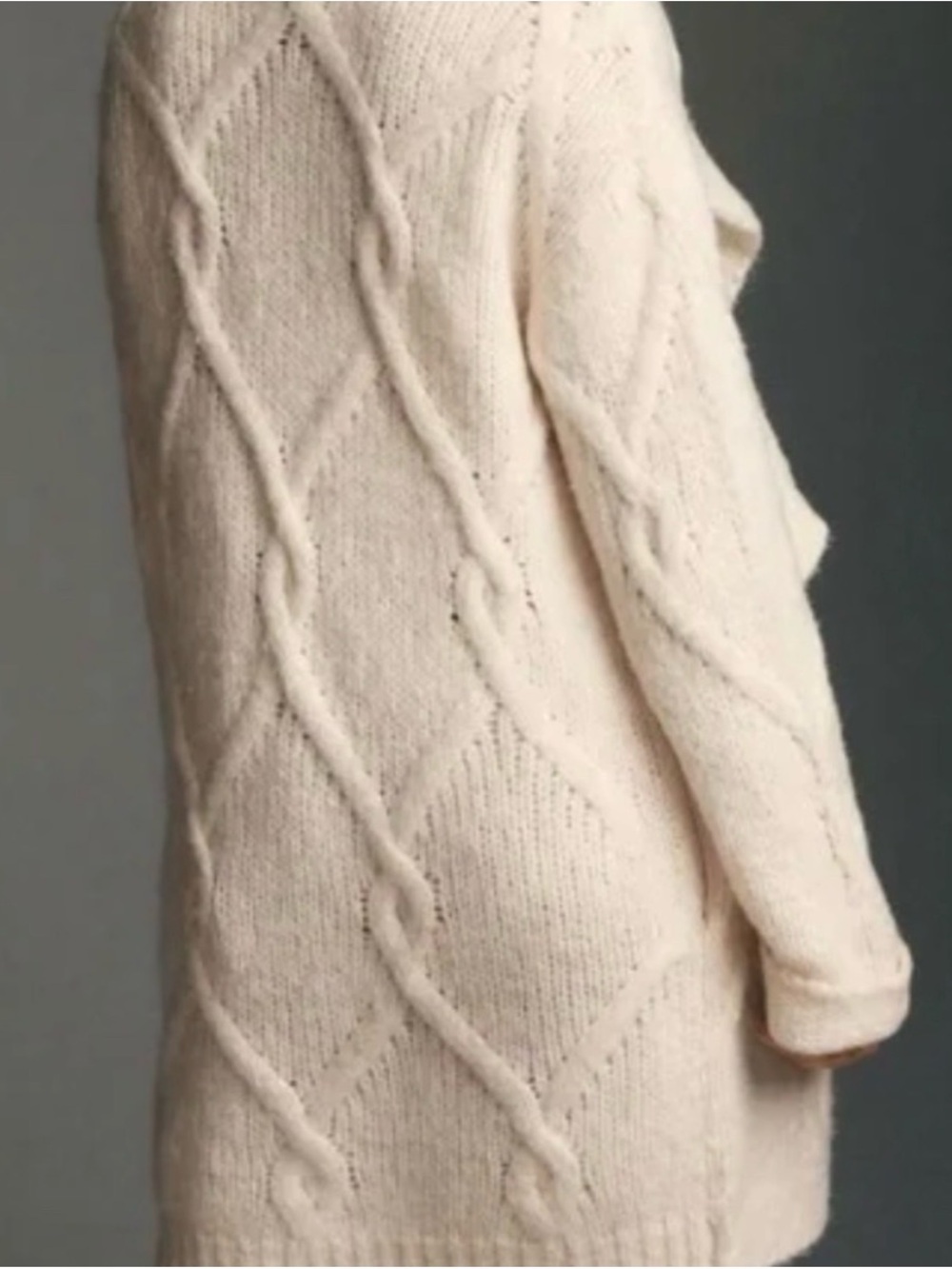 Cozy Cream by Anthropologie Open-Front Cable Knit Women's Cardigan - Picture 2 of 8